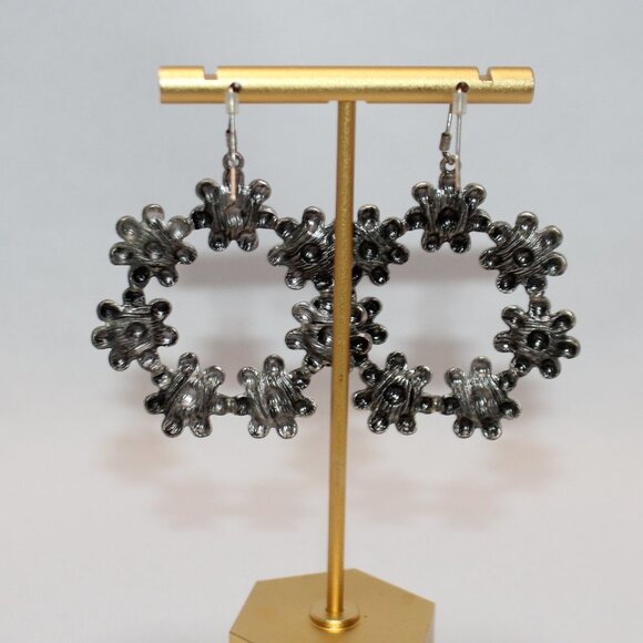 Floral Loop Dangle Turquoise and Red Earrings - Picture 7 of 7